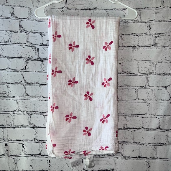 aden + anais Other - Aden + Anais Muslin Swaddle Blanket White and Pink Flower
